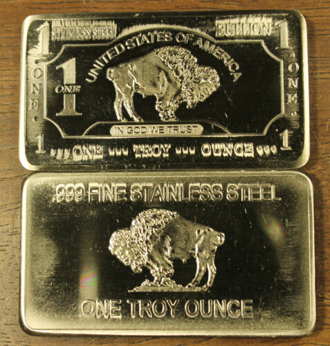 One Troy Ounce .999 Fine Stainless Steel Bullion Bar............Free Shipping!! - 第 1/3 張圖片