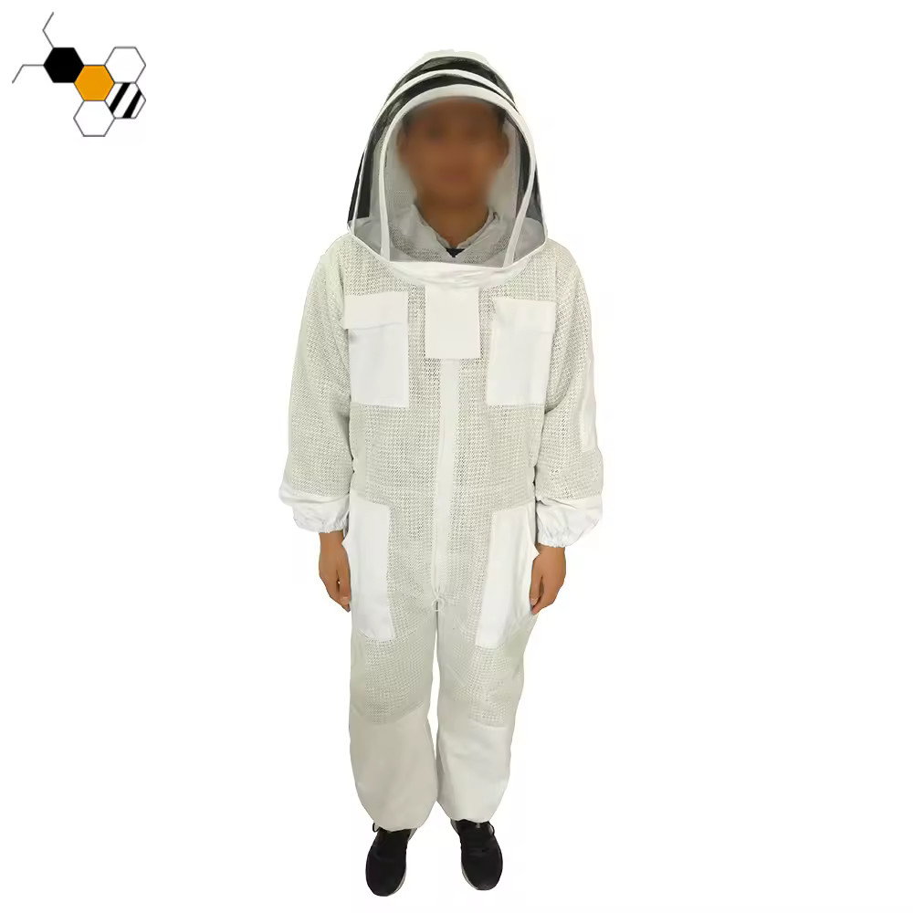 3 Layer Ultra Ventilated bee beekeeping Suit Astronaut Veil w/ Goat Skin Gloves