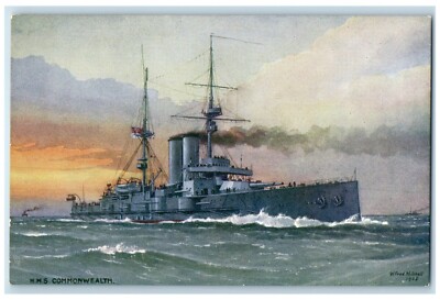 c1910 H. M. S. Commonwealth Battleship Steamer Oilette Raphael Tuck Son Postcard