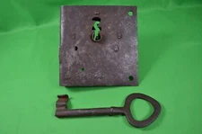 Antique 18th Century Spanish Lock With Large Key,Forged,Heavy,Well Made,RARE!