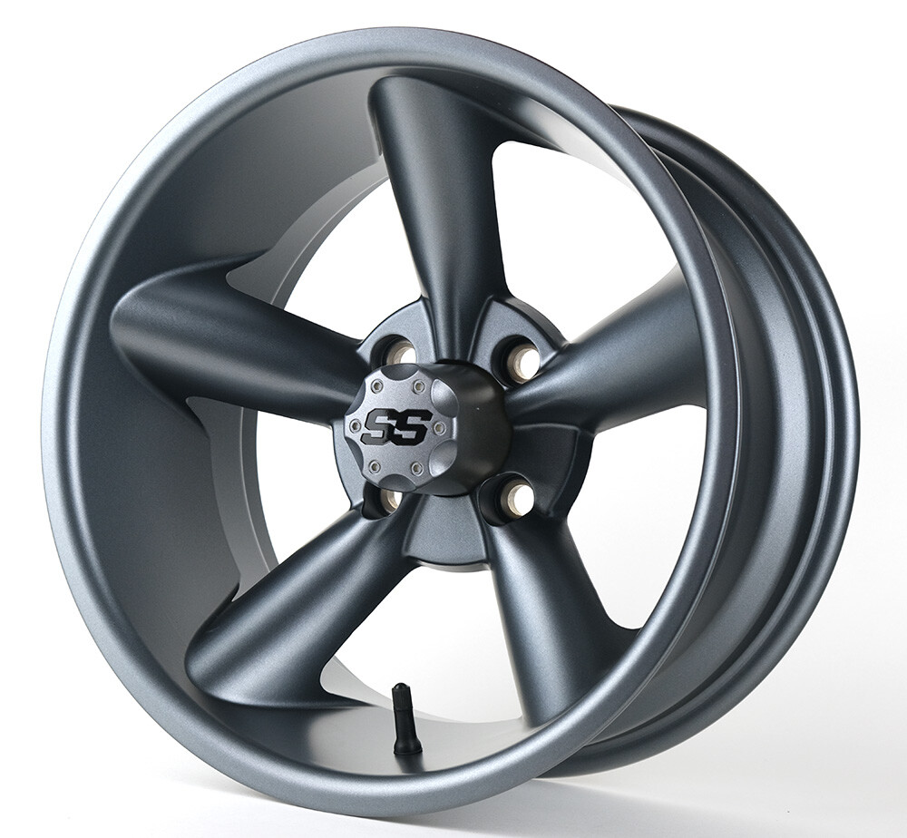 Set of 4 14" Matte Gunmetal Golf Cart Wheels 14x7 4x101.6 EXGO Yamaha Club Car
