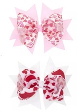 NEW Heart Print Girls 4.5-inch Hair Bow Clip Valentine's Day