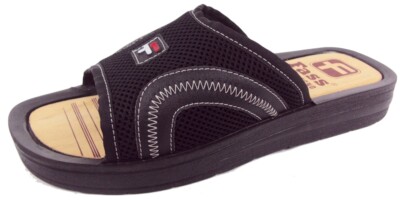 FASS 1851.1 Ciabatta Uomo Con Strappo E Sottopiede In Legno Nautico – Leggera E Lavabile (Nero, 42)