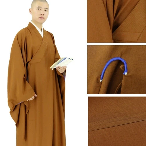 Mens Shaolin Buddhist Monk Dress Meditation Haiqing Robe Kung Fu Suit Unisex Art - Picture 2 of 19