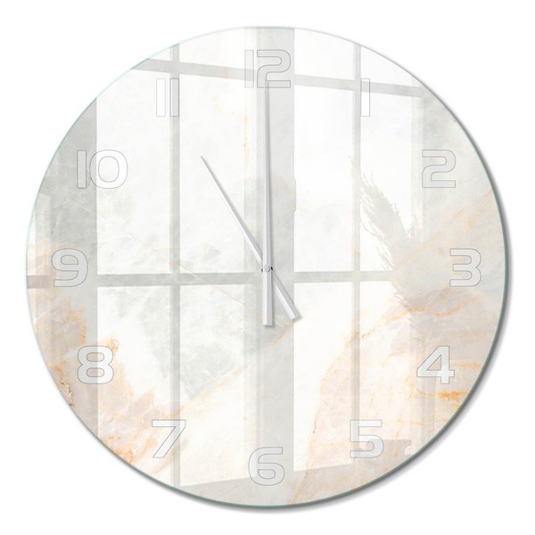 Runde Dekorative Glas-Wanduhr Aus GehäRtetem Glas Marmor WeißE Zeiger Fi60 Cm-image
