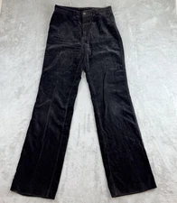 Vintage Chemin De Fer Pants Womens 32 Black Velvet Corduroy 70s 80s Retro Rare