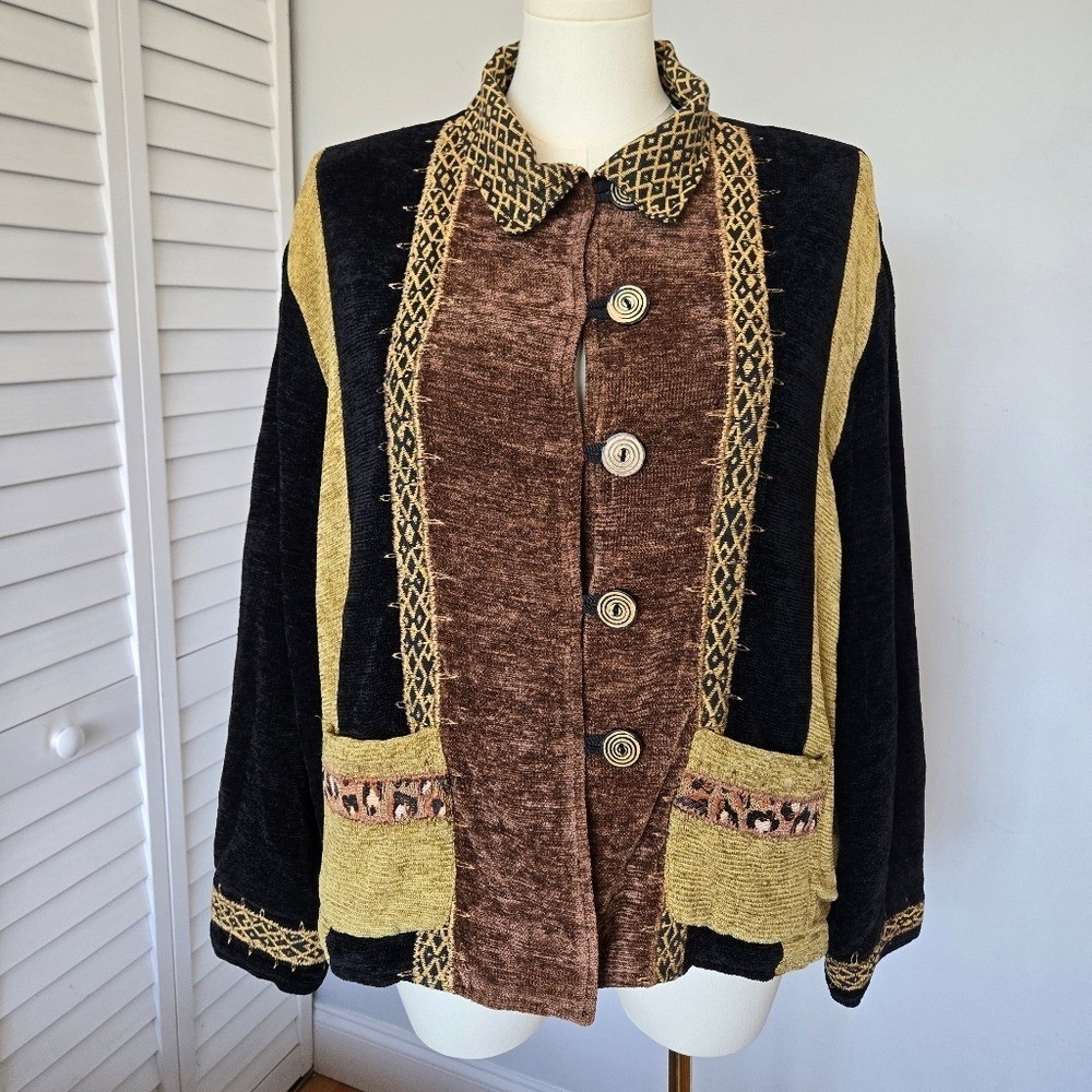 Allure Patchwork Chenille Jacket Blazer Plus Size… - image 2