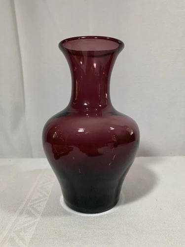 Blenko Art Glass Vase Amethyst 7.75" Tall c1950s