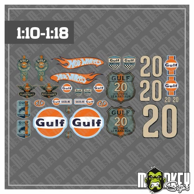 MONKEY SIGNS 31teiliges RC Crawler Aufkleber Set GULF 1:10-1:18 Sticker passend für Modellbau