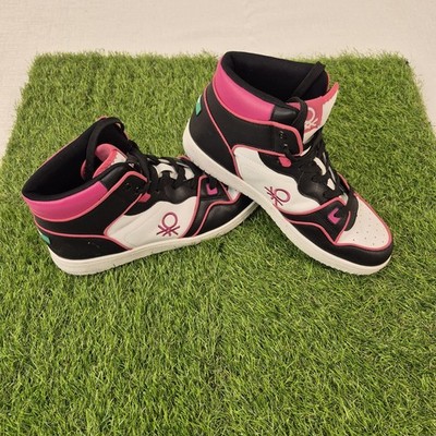 Used UNiTED COLORS OF BENETTON Women High-Top Sneaker EU40 US7.5 Pink/Black