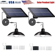 2X LED Solar Pendant Light Outdoor Indoor Solar Powered Motion Sensor Shed Light