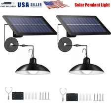 2X LED Solar Pendant Light Outdoor Indoor Solar Powered Motion Sensor Shed Light