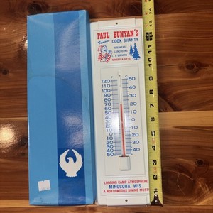 RARE.  Paul Bunyan Thermometer From The Defunct Minocqua WI. Icon.New Old Stock 