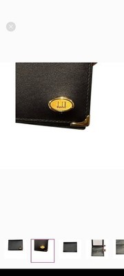 Dunhill Black Calfskin Leather Card Holder Gold Logo NWB Made In France W/ Box