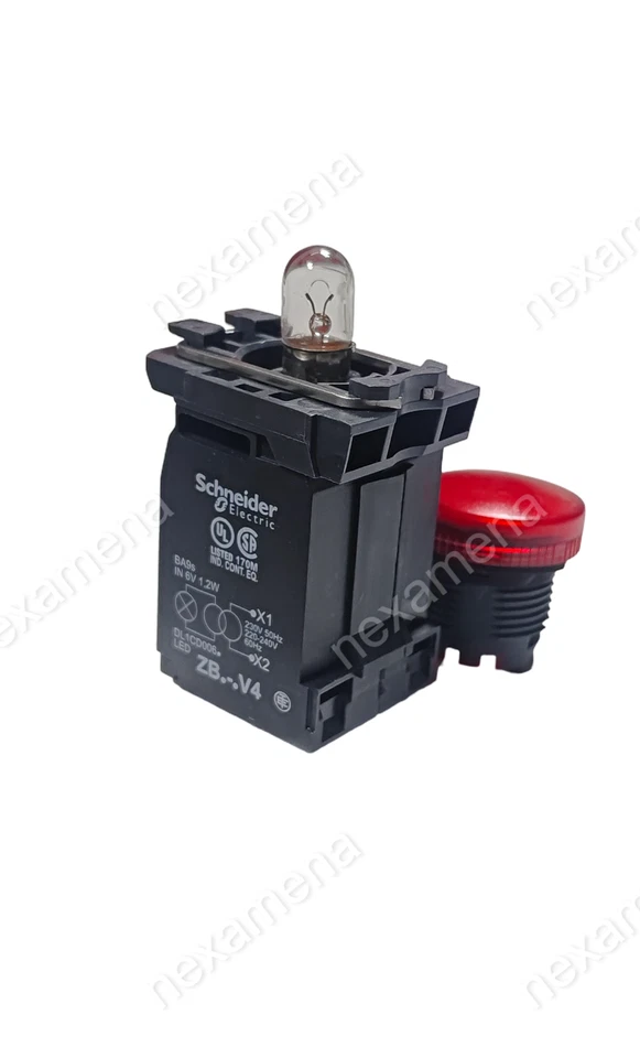 Schneider Electric XB5 AV44 Red Illuminated Push Button - 240V AC / 6V BA9s - Image 2 of 4