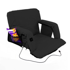 Xspec Heated Reclining Stadium Seat with Armrest Foldable Bleacher Chair, Black