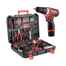 TLGREEN 138 Pcs Tool Set with 12V Cordless Drill –Power Hand Tool Kit with