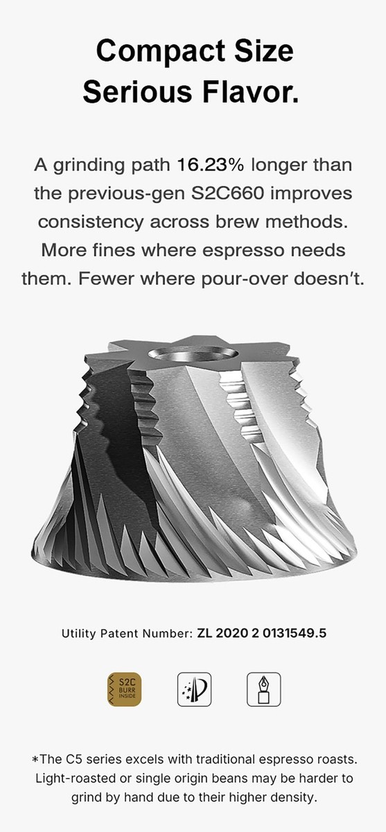 TIMEMORE C5 Pro Manual Coffee Grinder Capacity 30g with CNC Matte