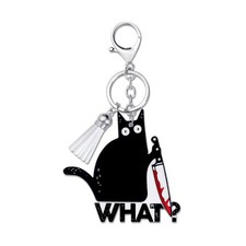 Funny and Cute Black Cat Metal Keychains, Funny Bag Charm for Women Backpack ...