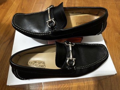 Preowned Salvatore Ferragamo Black Leather Horsebit Driver  display picture 1