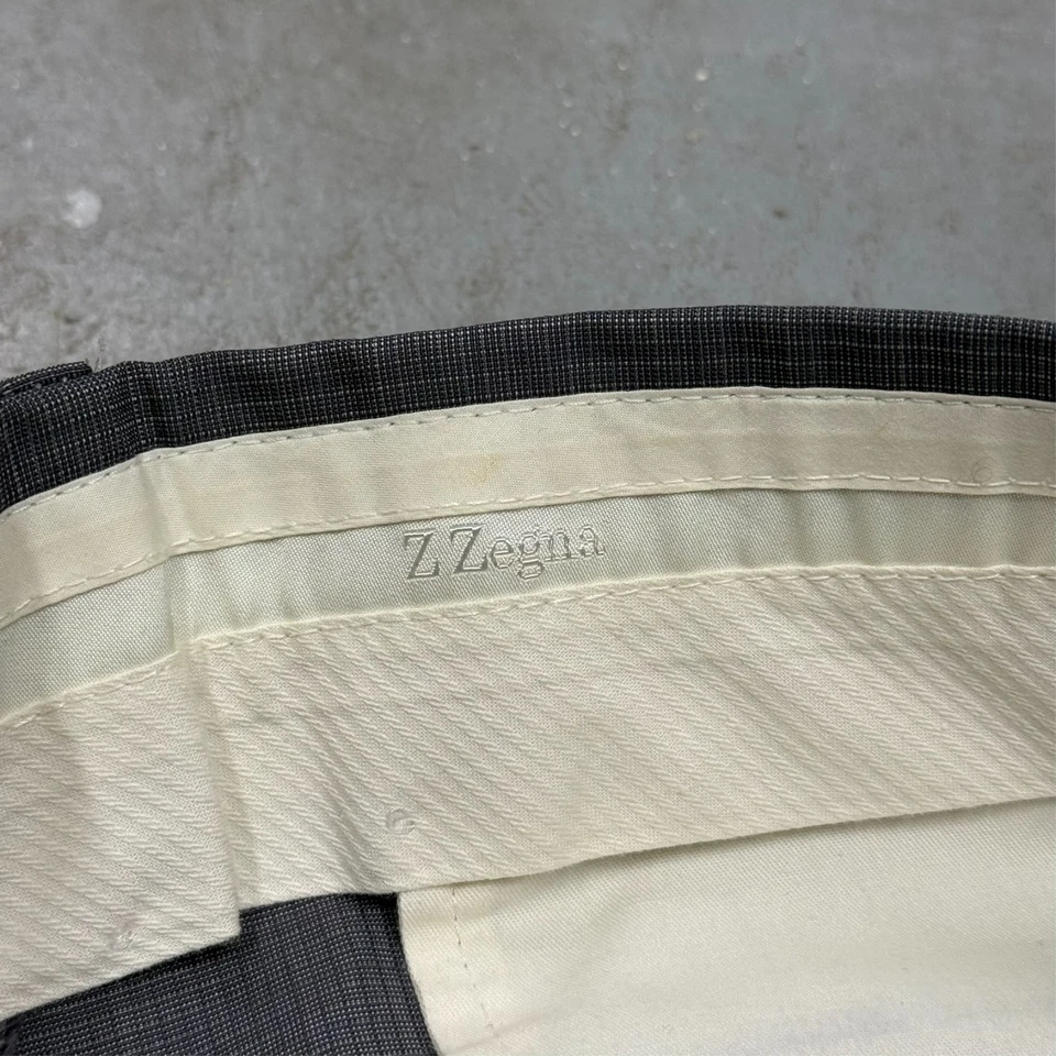 Ermenegildo Zegna Dress Pants Micro-Check Wool Trousers Grey 40x33 - Imagem 4 de 4