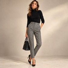 Dolce & Gabbana Wool Trousers 40 Gray Mélange High Waist FTAM2T FMBAR Italy