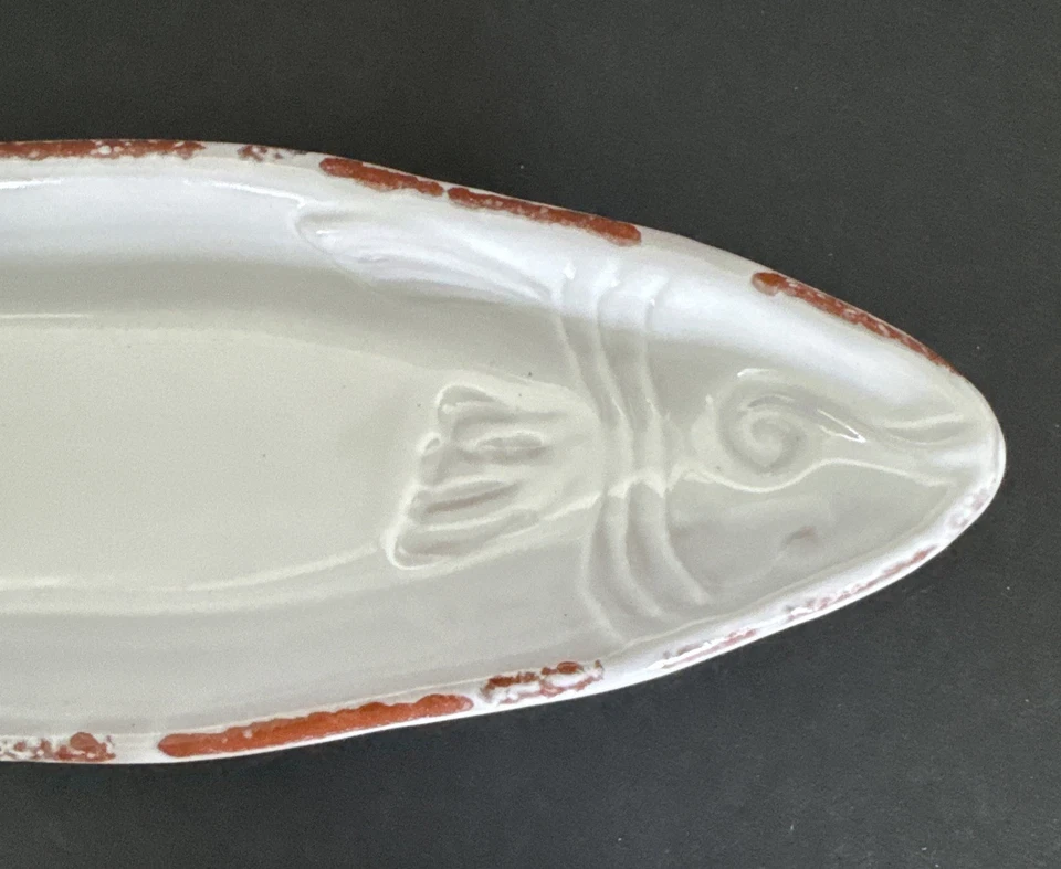 Plato de aceituna Mud Pie Sanibel para pasteles terracota esmaltada borde plateado Foto 2 de 4