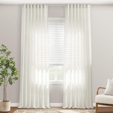 50 X 100 2 Panels Natural Linen Cotton Semi Sheer Light Filtering Curtains C195
