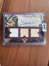 2025 Topps Museum Jacob Wilson Triple Relic Auto Pink Sapphire /75 Athletics RC