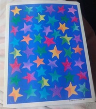 6 Sheets of Vintage Hallmark Stickers - Colorful Stars - Great Stickers