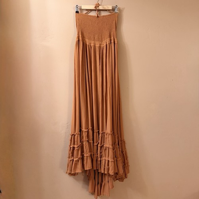 #ad Free People Extratropical Maxi Dress Open Back Strappy Tiered Rust Small Beach $20.00
