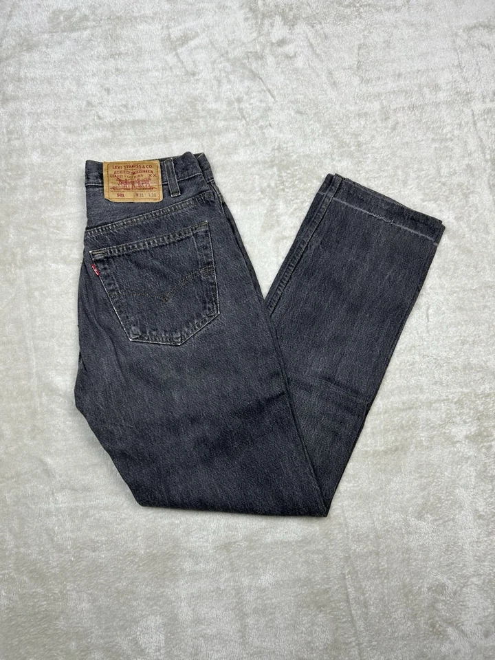 Jean Levi’s 501 Gris Noir Vintage Homme W31 L30 Coupe Droite Straight Fit Y2K - Photo 1/4