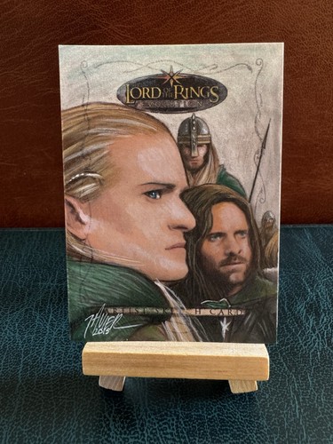 VERY RARE TOPPS LORD OF THE RINGS ORIGINAL SKETCH CARD LEGOLAS ARAGORN 1/1 - Picture 1 of 2
