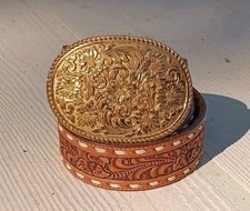 El Arturo Bronze Crumrine Buckle with Hand-Tooled Leather Belt