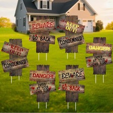 6PCS Halloween Yard Decorations Outdoor Keep Out Warning Halloween Sign Stake...