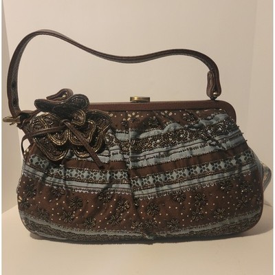 Vintage 90s Isabella Fiore Blue/ Brown  Beaded Hobo Bag New Other