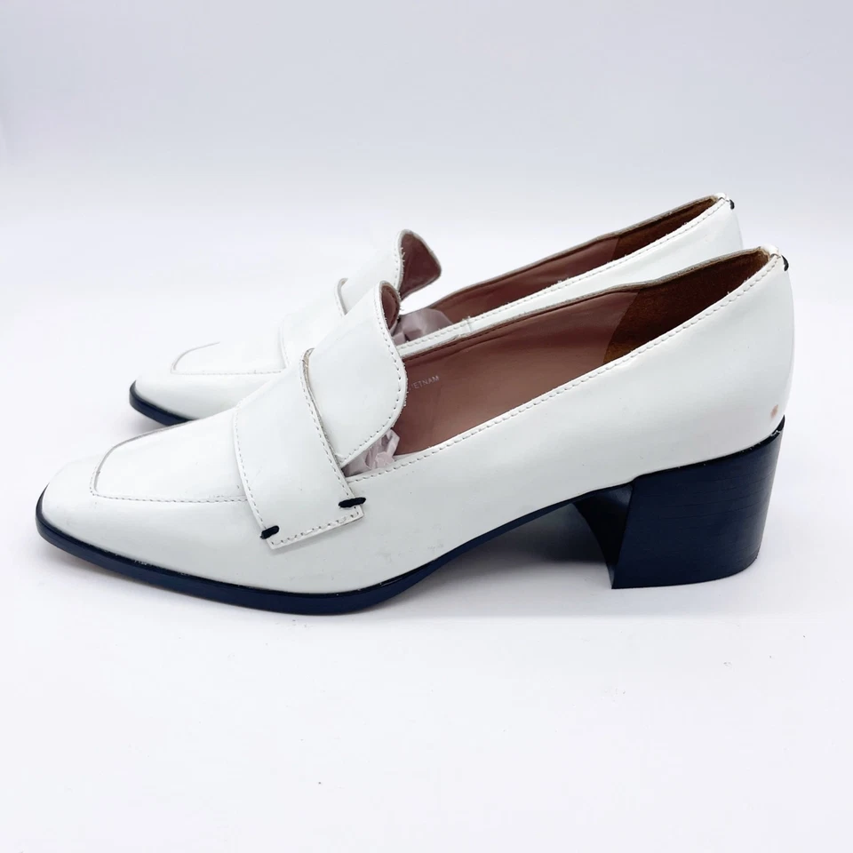 Mocasín para mujer Linea Paolo de cuero Casey con tacón ancho blanco talla 5 Foto 2 de 4