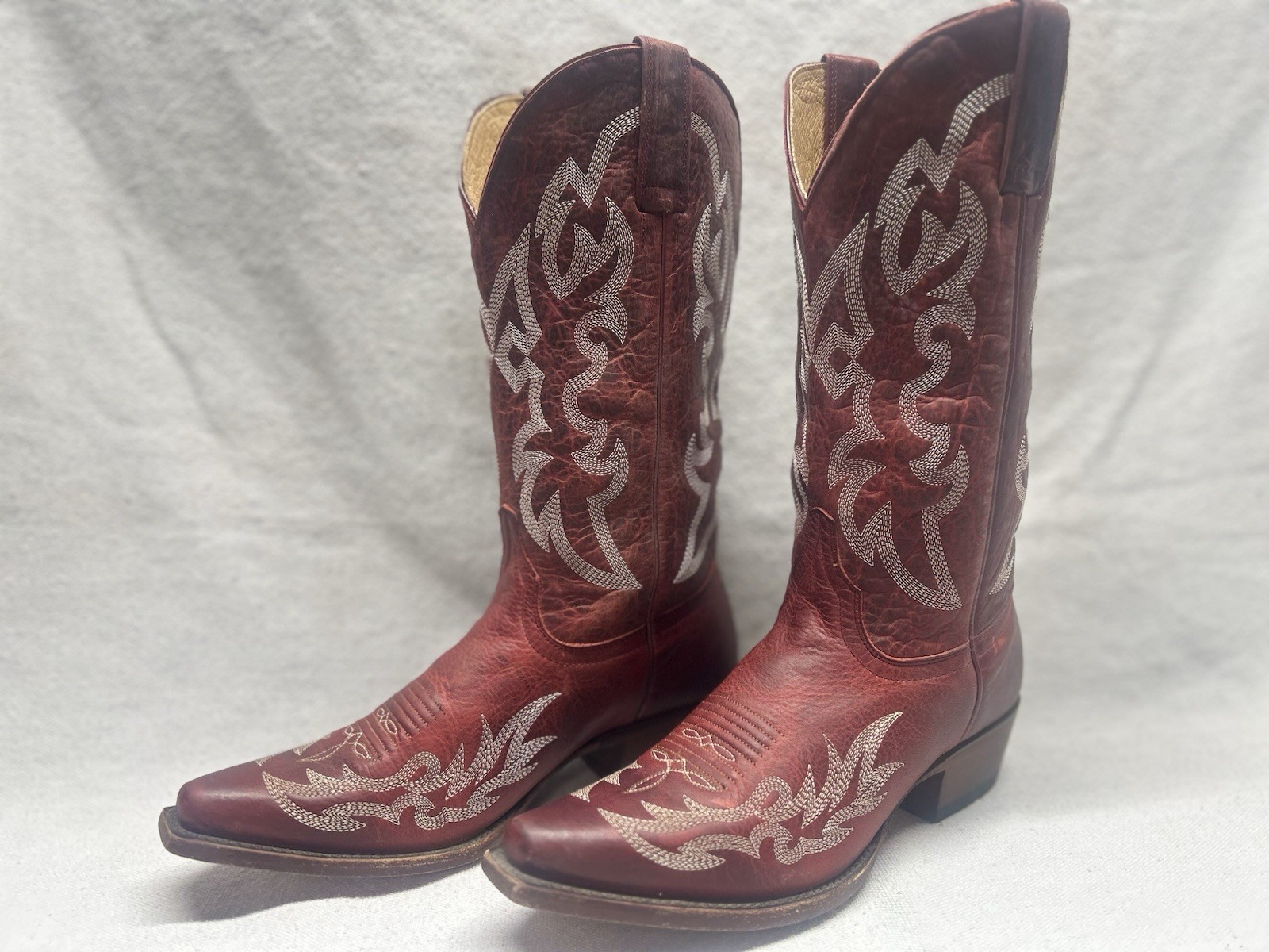 Shyanne Women's 6.5 B Burgundy Red Leather Embroidered Snip Toe Cowgirl Boots