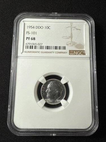1954 DDO Proof Roosevelt dime graded by NGC PF 68 FS-101
