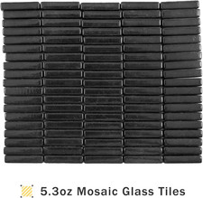 Glass Mosaic Tiles for Crafts Bulk,150G Black Strips Mosaic Glass Pieces,Glas...