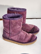 UGG Shoe Big Kids Size 2 Classic Short Boot Purple Pull On Fleece Lined Casual