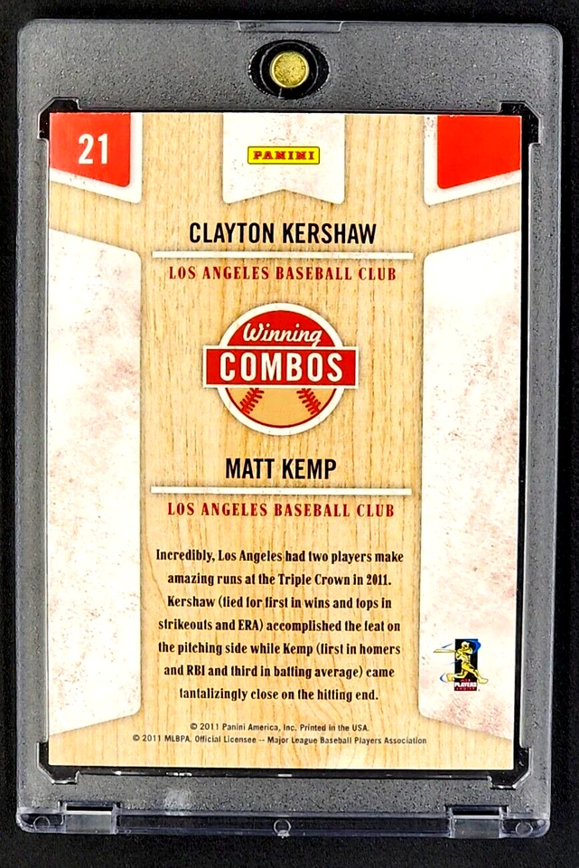 2011 Playoff Contenders Winning Combos #21 Clayton Kershaw / Matt Kemp Insert - Image 2 of 4
