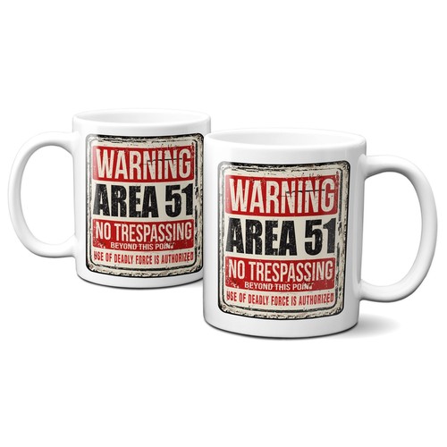 Taza de cerámica de 11 oz para letreros en dificultades del Área 51 - Imagen 2 de 2