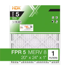 20 In. X 24 In. X 1 In. Standard Pleated Air Filter FPR 5, MERV 8 Free Shipping
