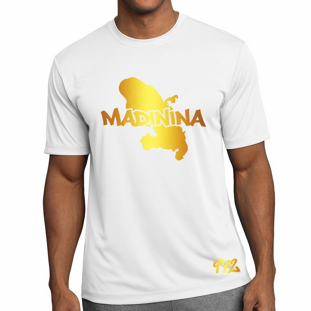 T-shirt Martinique 972 or et blanc, le vêtement idéal pour vos vacances au soleil