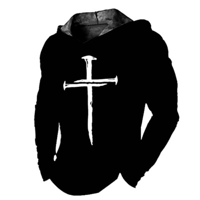 Men's Cross of Faith T-Shirt Hoodie Novelty Fashion Graphic Sweatshirt Sportswea