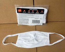 New 5 Pack Hanes Reusable PPE White Face mask, Washable soft 3-ply 100 Cotton