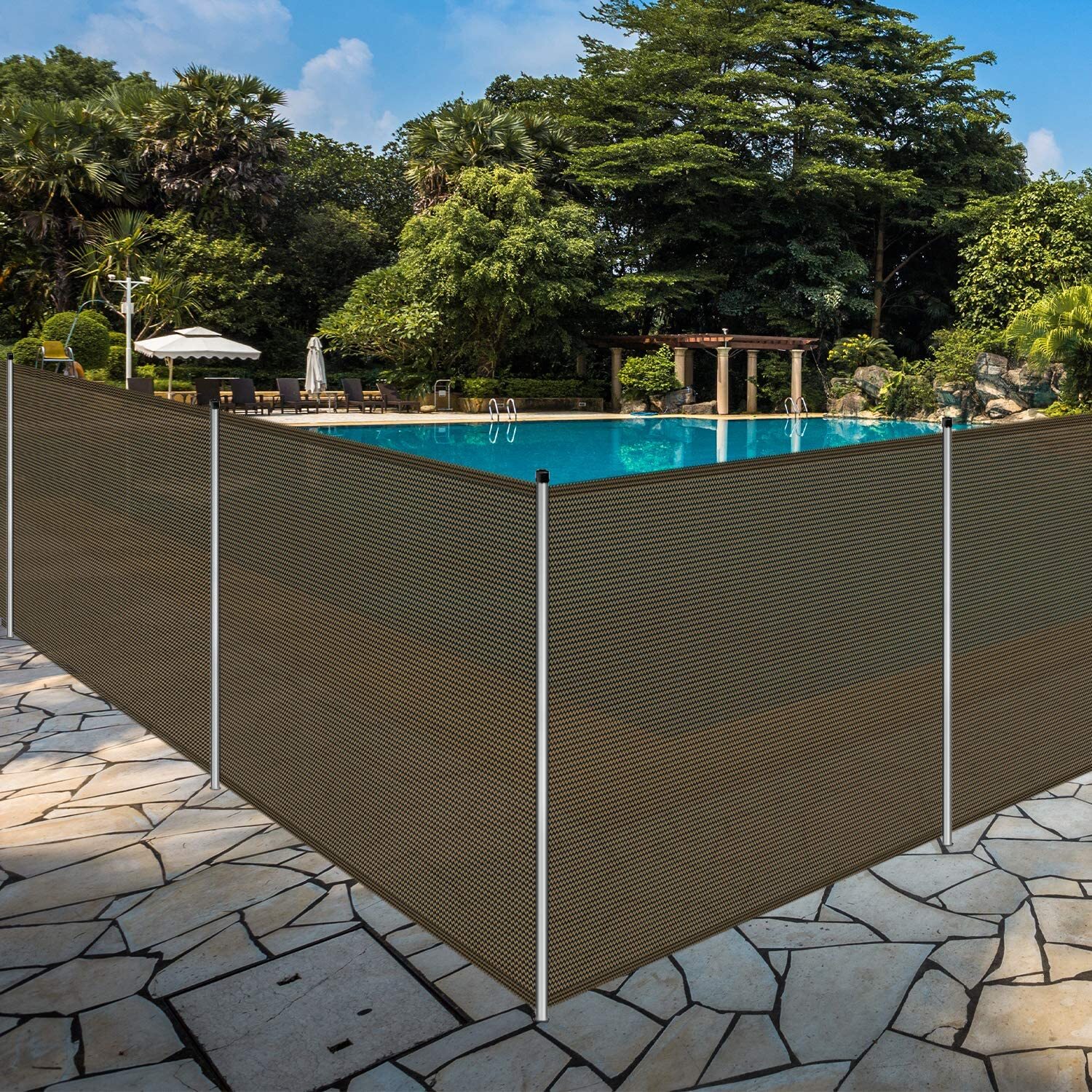 Brown 6ft Removable Pool Fence Swimming Pool Security Fence for In