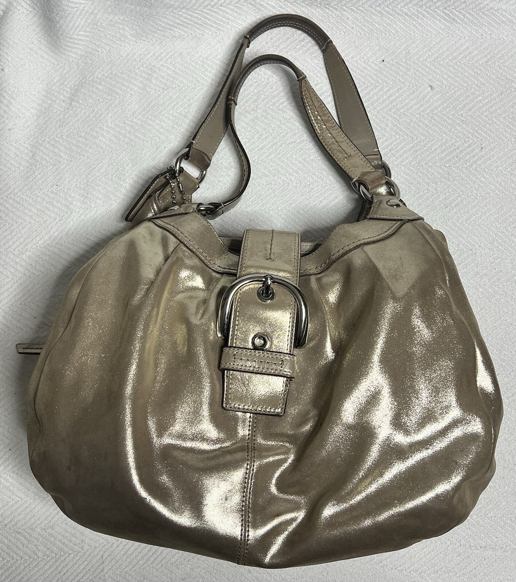 COACH LYNN SOHO Champagne Gold Shimmer LEATHER F15527 Hobo