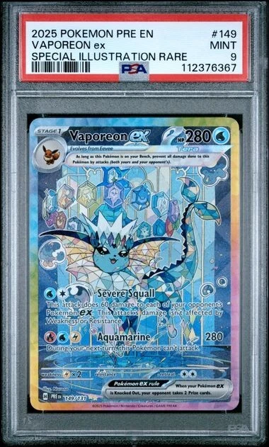 2025 Vaporeon ex Full Art SIR 149/131 PSA 9 GTC6367 TCGG